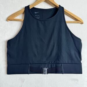 Nike Dri-FIT Sports Bra Crop Tank Buckle Black Women’s Large Gym Athleisure